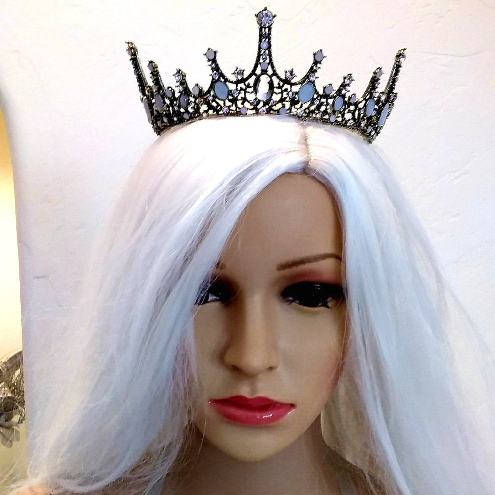 Medieval Queen Faux Opal & Crystal Wedding Crown